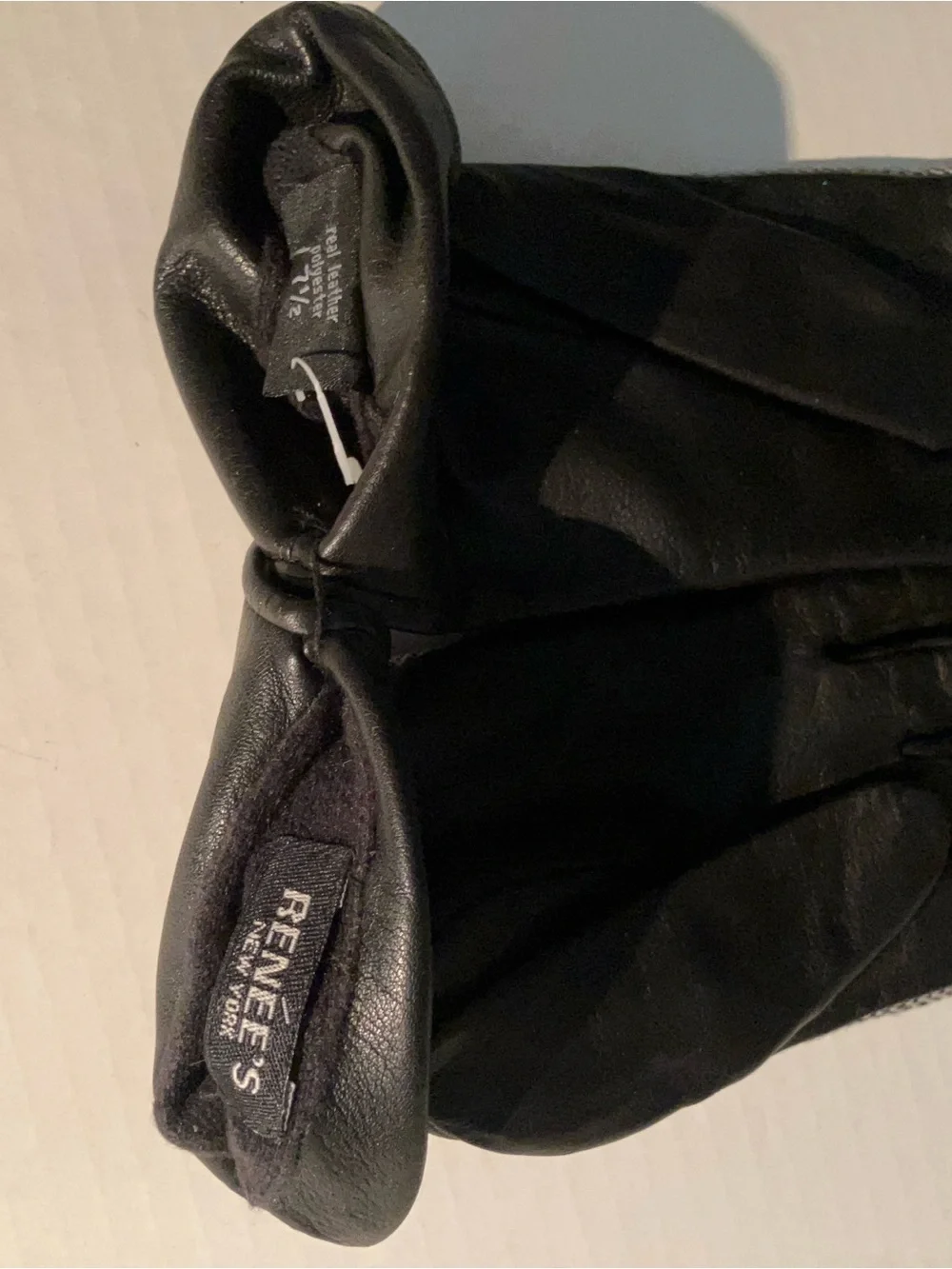 Herringbone Studded Leather-Trim Gloves - Black/Gray